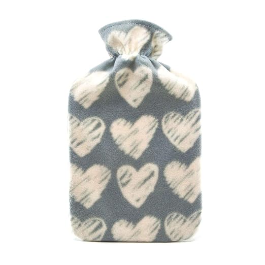 CASSANDRA Hot Water Bottle and Cover Gift Set. Soft Fleece. Hearts Or