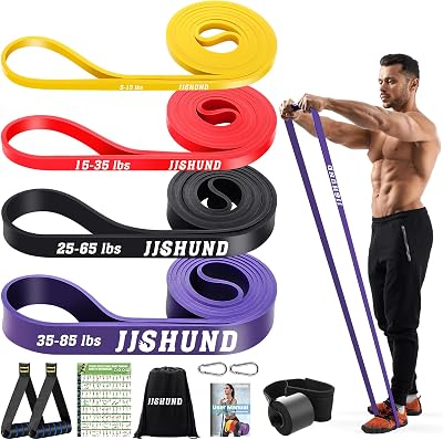 jjshund Resistance Band Set, 4 Tensions, Door Anchor, Handles, Bag