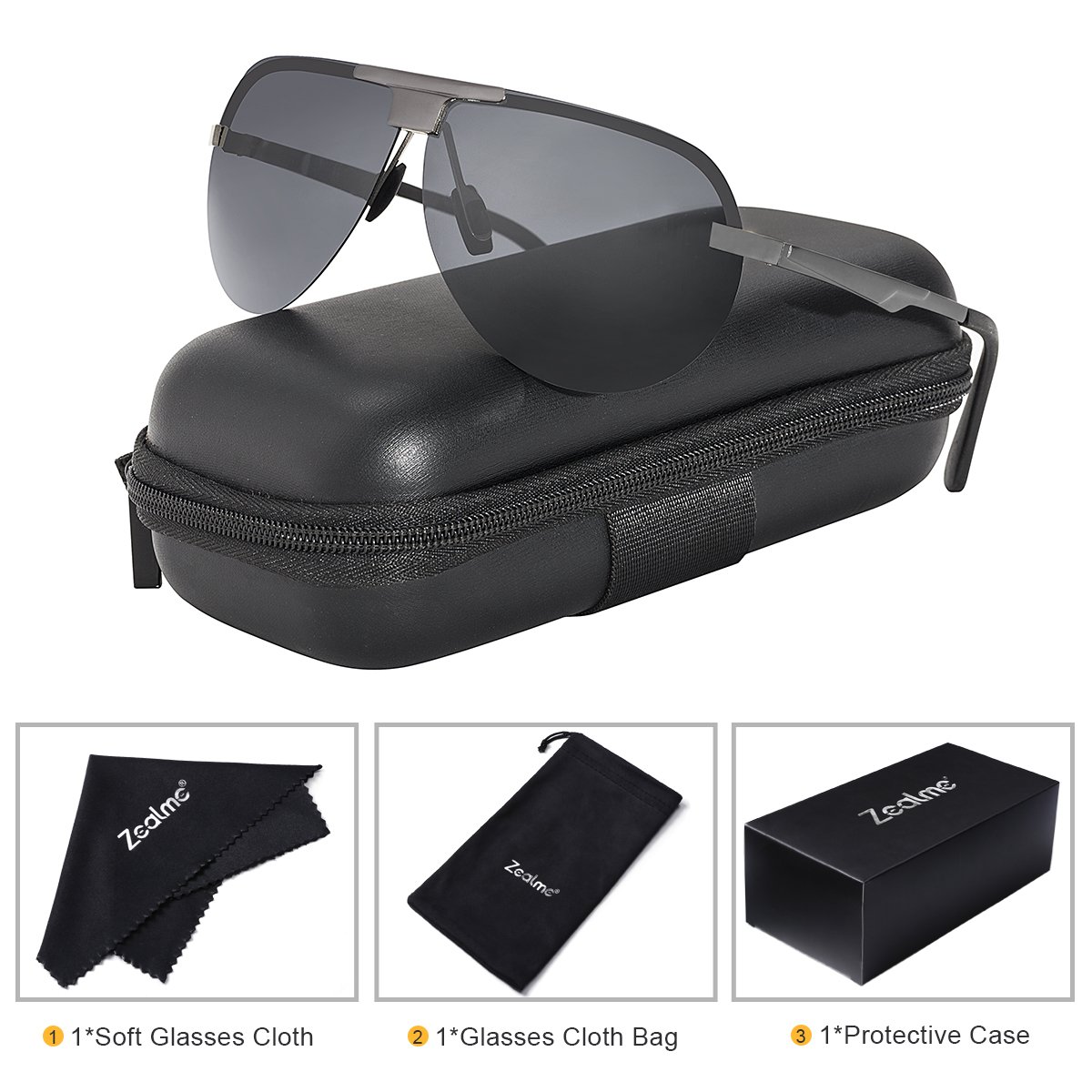 Zealme Polarized Aviator Sports Lightweight Durable Unbreakable Frame Anti Glare Baseball Cycling Fishing Golf Running Bicycle Polaroid Hiking Sunglasses (Black1) BM120