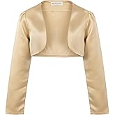 BOLEROSE Girls Satin Long Sleeve Bolero Childrens Kids Shrug