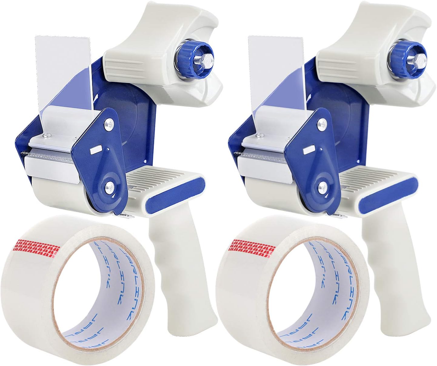 JARLINK Packing Tape Dispenser Gun (2 Pack) with 2 Rolls Tape, 2 inches Lightweight Industrial Side Loading Tape Dispenser for Shipping Packaging Moving Sealing (Grey & Blue) : Office Products