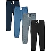 GFQLONG 4 Pack Toddler Boys and Girls Cotton Pants Lightweight Trousers, Kids Summer Casual Solid Sweatpants with Drawstring