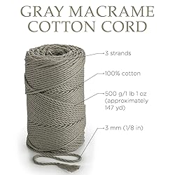 MB Cordas Gray Macrame Cord 3mm * 147yd Cotton Rope
