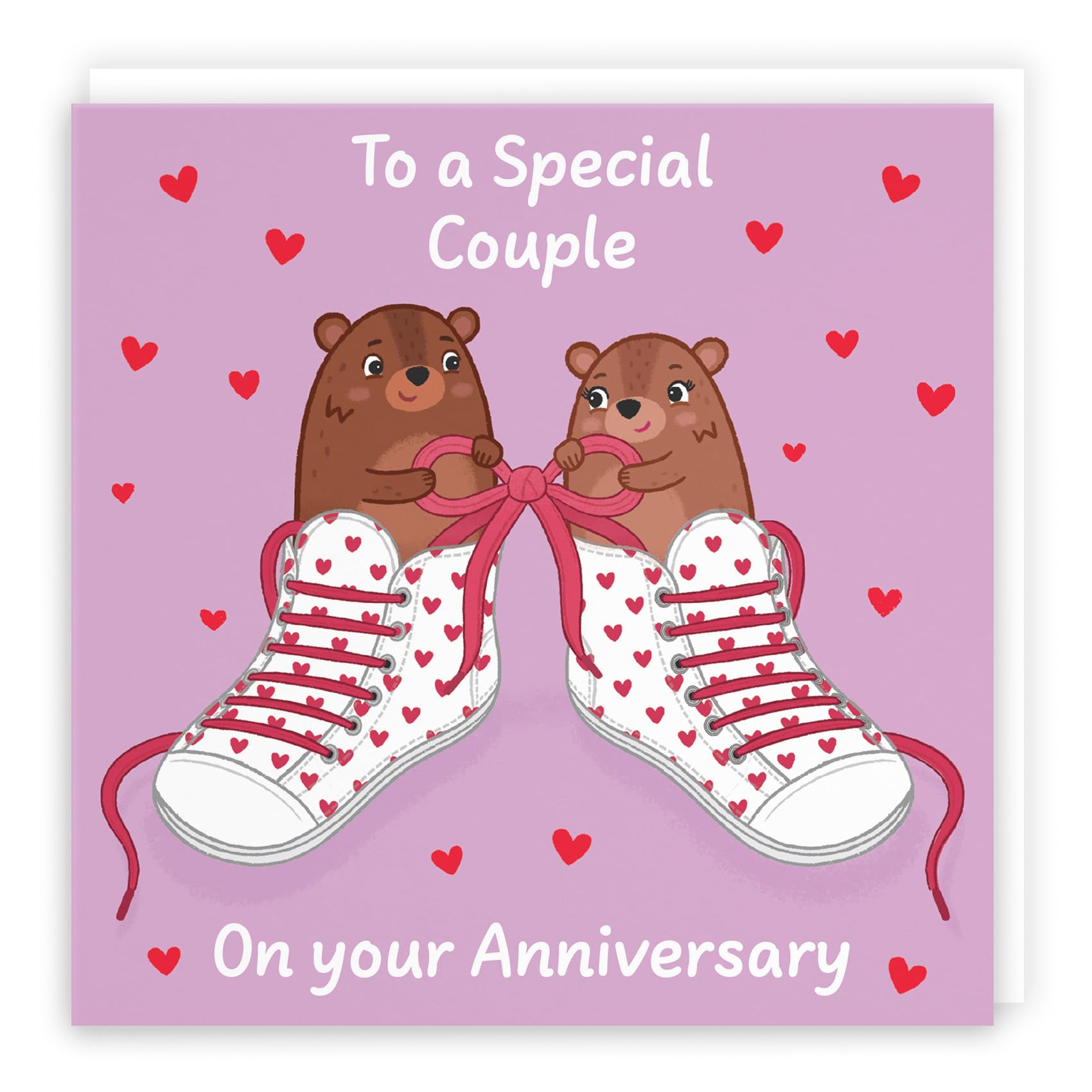 Hunts England - Cute Love Laces Couple Anniversary Card - Fun Bears Anniversary Card - Love Story Collection