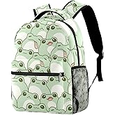 Durable Backpack for Middle Student, Cute Frog Seamless Pattern Adult Laptop Bookbag Travel Work Bag