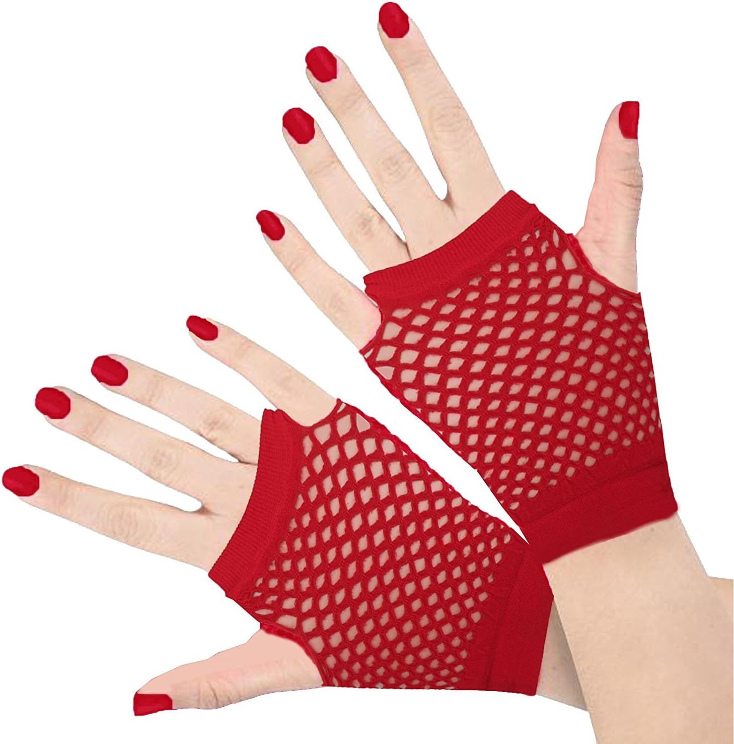 SHORT FISHNET GLOVES FINGERLESS FANCY DRESS 1980'S NEON PUNK RAVE HEN NIGHT TUTU