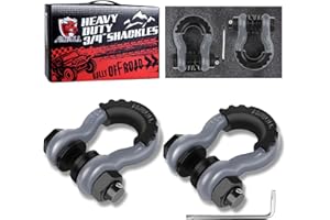 AMBULL Shackles 3/4" D Ring Shackle (2 Pack) 45,0000lb Break Strength with 7/8" Pin, Anti Theft Security Screws, Isolator & W