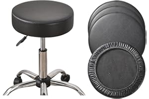 HAOYONG Round Bar Stool Covers Set of 4 Waterproof PU Barstool Seat Covers Stretch Barstool Slipcovers Bar Chair Covers with Non Slip Bottom for 12-15 Inch (Black, Set of 4)