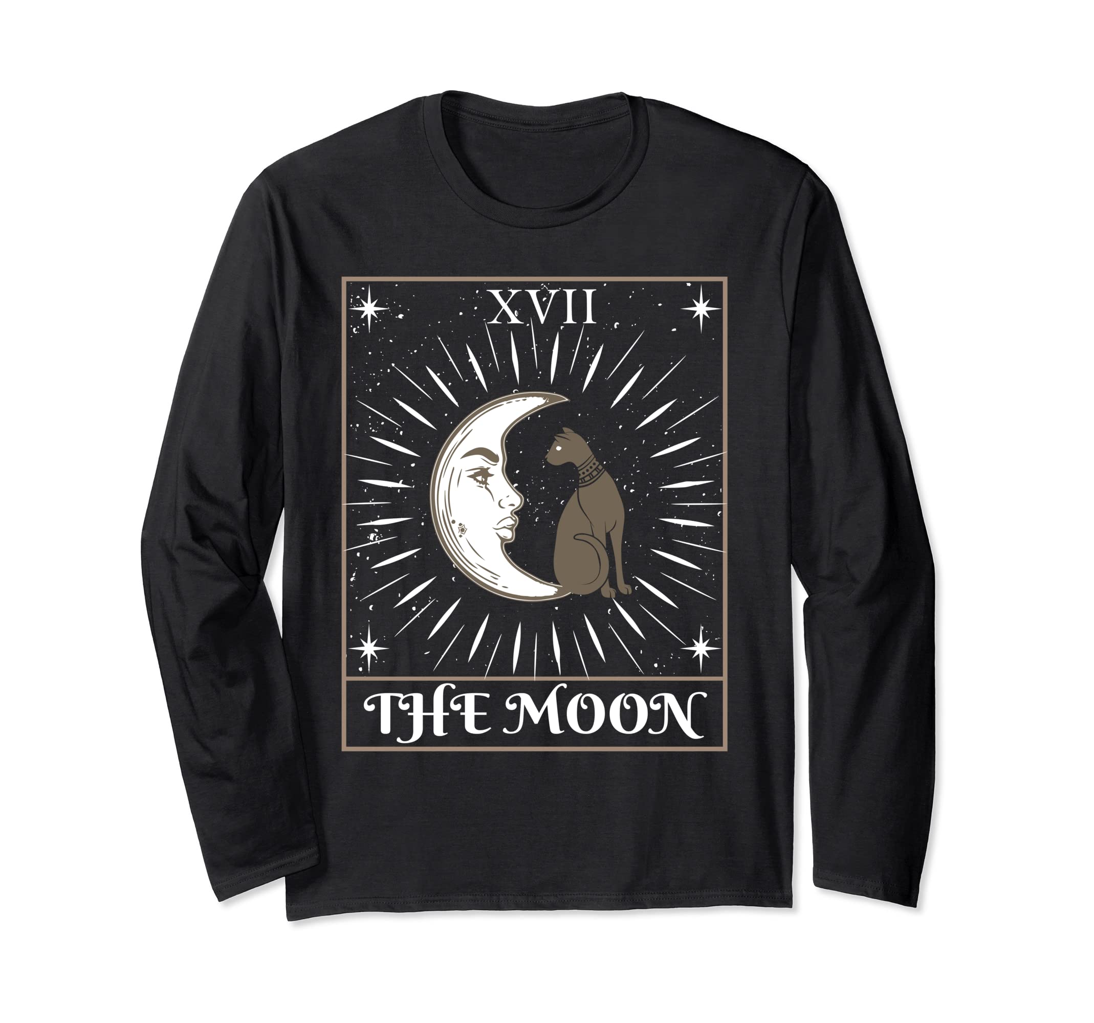 Tarot Card Crescent Moon Kitty Cat Dance Meow Cat Pet Animal Long Sleeve T-Shirt