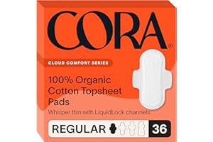 Cora 100% Organic Cotton Topsheet Pads (36 Regular Pads)
