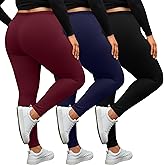 Evervibe 3 Pack Women's Plus Size Leggings High Waisted Stretchy Yoga Pants Workout Running Soft Leggings
