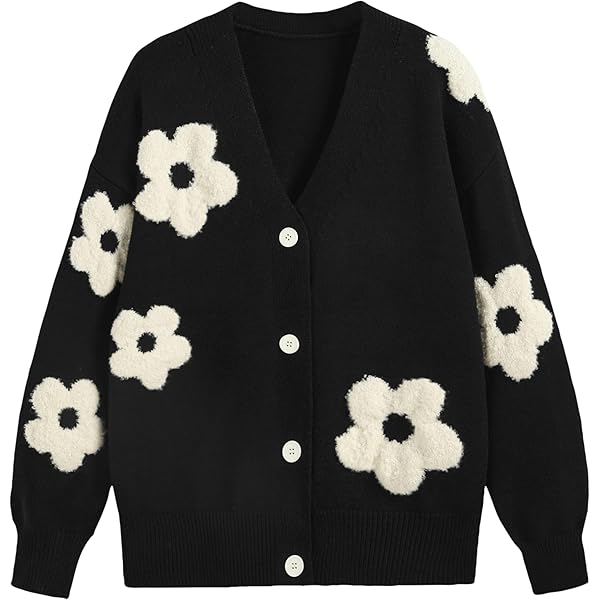 カーディガン flower - switch long cardigan Womens 3D Flower Cardigan Sweater Y2k Open Front Shrug