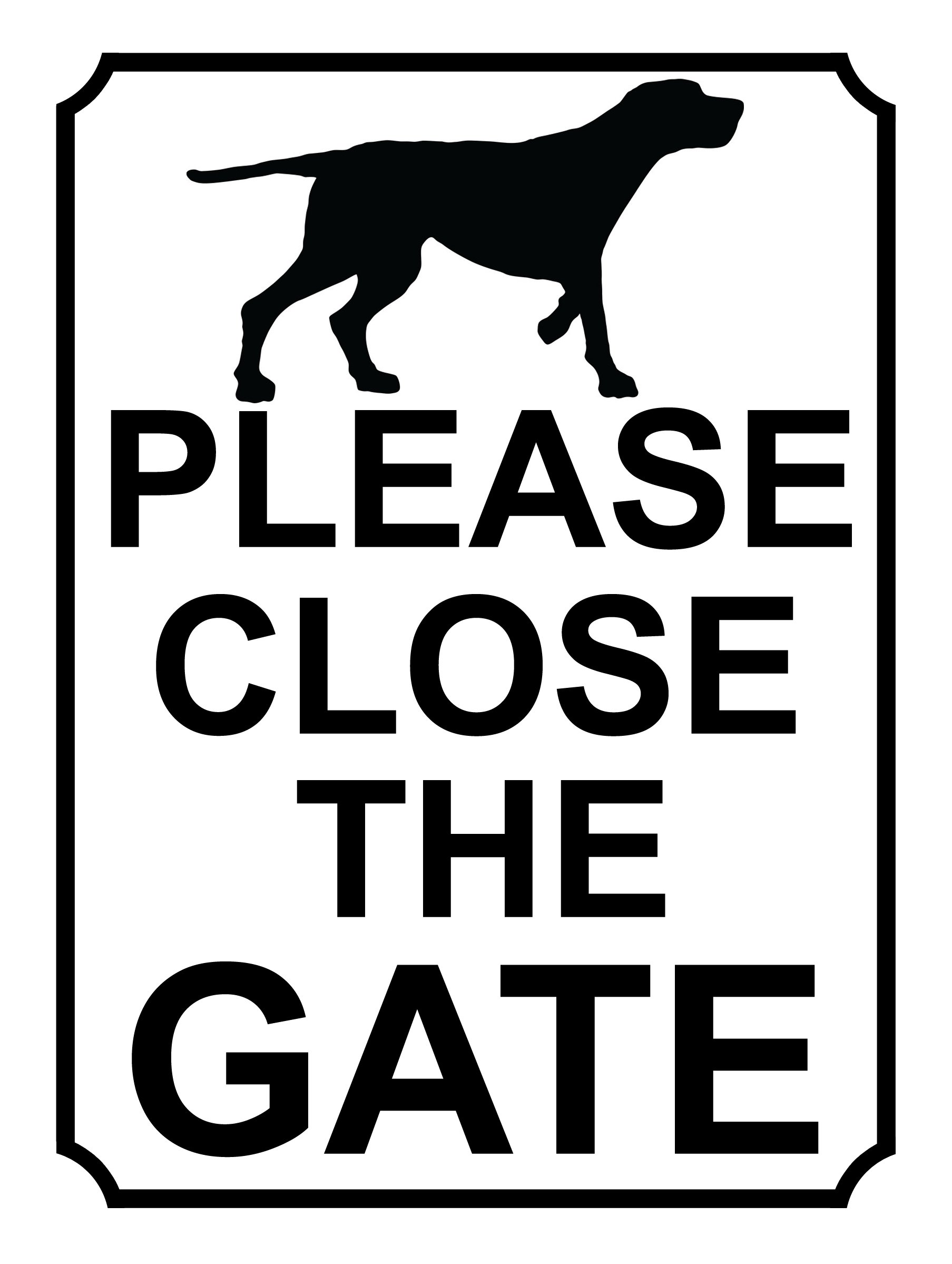 SHAWPRINT PLEASE CLOSE THE GATE DOG THEME METAL SIGN 200MM X 150MM (374H1)