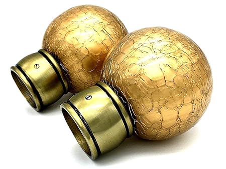 Kirsch Finials For 35mm Curtain Pole Gold Crackled Effect Glass