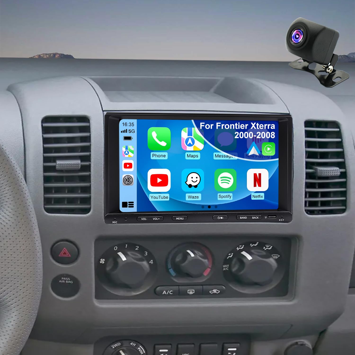 Photo 1 of 5G WiFi Upgrade Car Radio for Nissan Frontier Xterra 2000 2001 2002 2003 2004 2005 2006 2007 2008, 7 Inch Touch Scree Headunit Stereo with Wireless Carplay Android Auto GPS FM SWC RDS Bluetooth Camera