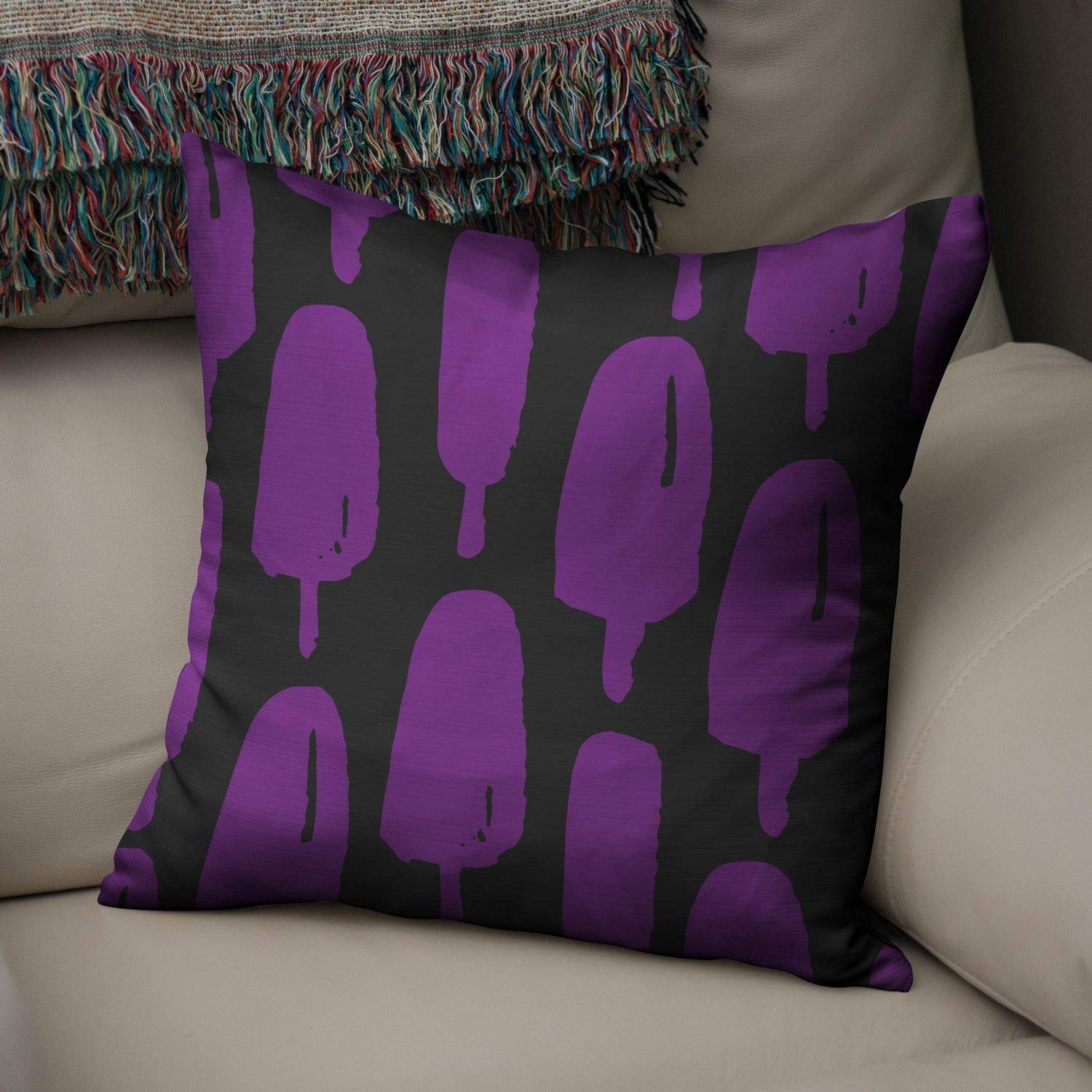 Bonamaison Decorative Cushion Cover Purple & Black, Throw Pillow Covers, Home Decorative Pillowcases for Livingroom, Sofa, Bedroom, Size: 50x50 Cm - Designed and Manufactured in Turkey