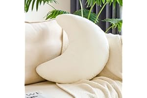 XVTRU White Moon Pillow, 14.9" Cute Soft Velvet Half Moon Shape Plush Decorative Throw Pillows Cushions Room Decor for Couch Bedroom Living Room