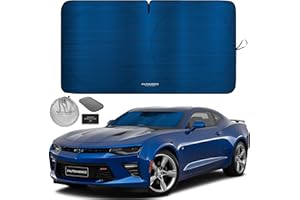 Autoamerics 1-Piece Windshield Sun Shade - Metallic Blue Foldable Car Front Window Sunshade for Most Cars SUV Truck Heat Blocker Visor Protector Blocks Max UV Rays and Keeps Your Vehicle Cool - Small