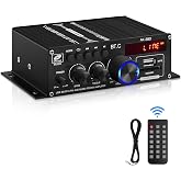Bluetooth 5.0 Audio Power Amplifier AK-380 400W+400W 2.0 CH HiFi Stereo Amp | Mini Amp Receiver with USB,SD,AUX,FM Antenna for Car Home Speaker Bar Party-(Without Power Adapter)