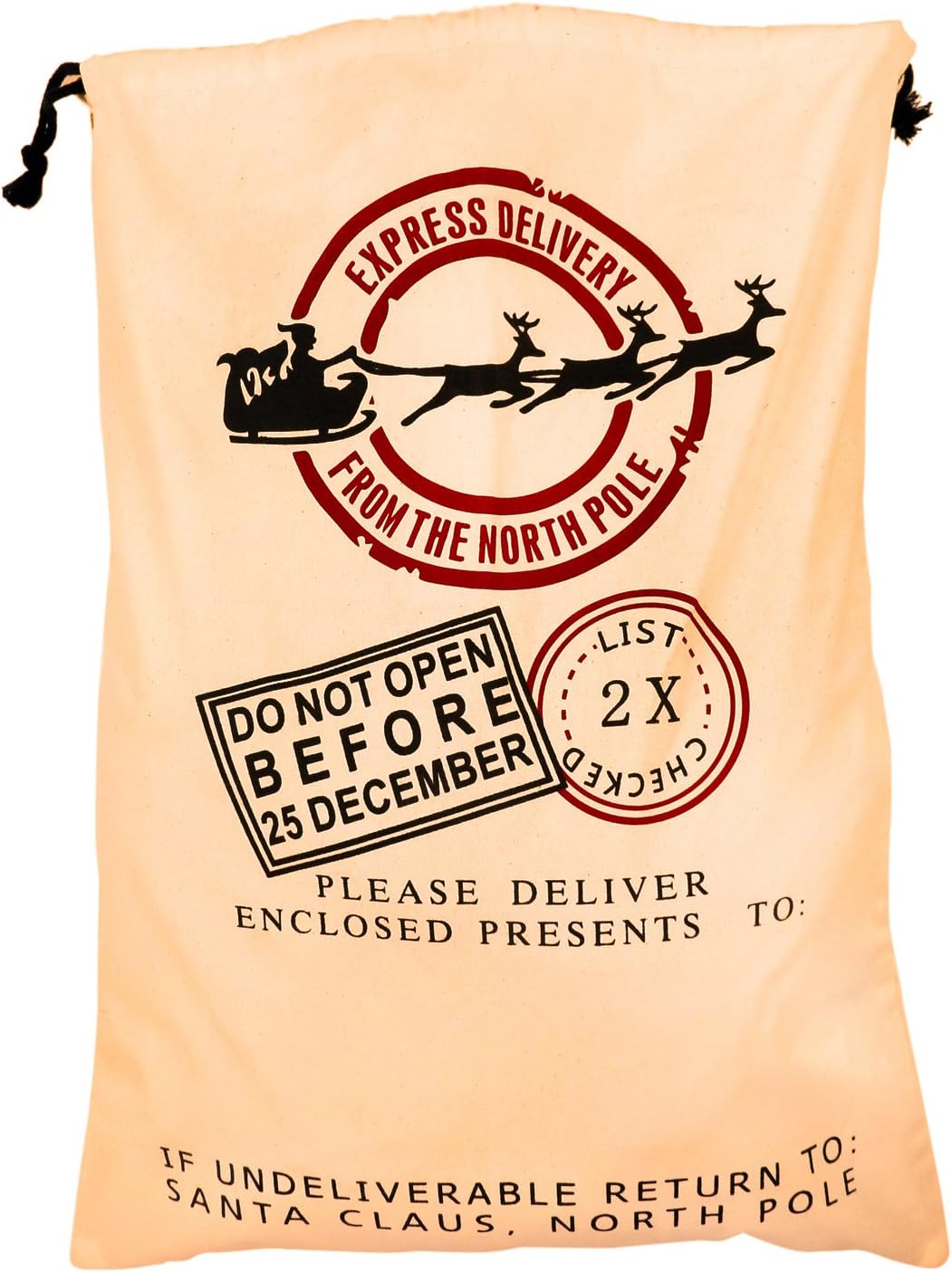 TRIXES Cream Christmas Stocking Santa Sack/Bag, Perfect for Xmas Presents, 70cm x 50cm
