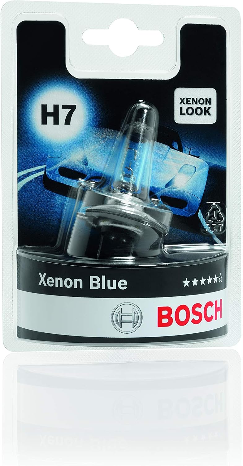 Bosch H7 (477) Xenon Blue Headlight Bulb - 12 V 55 W PX26d - 1 Bulb, Single (1) bulb in Blister package