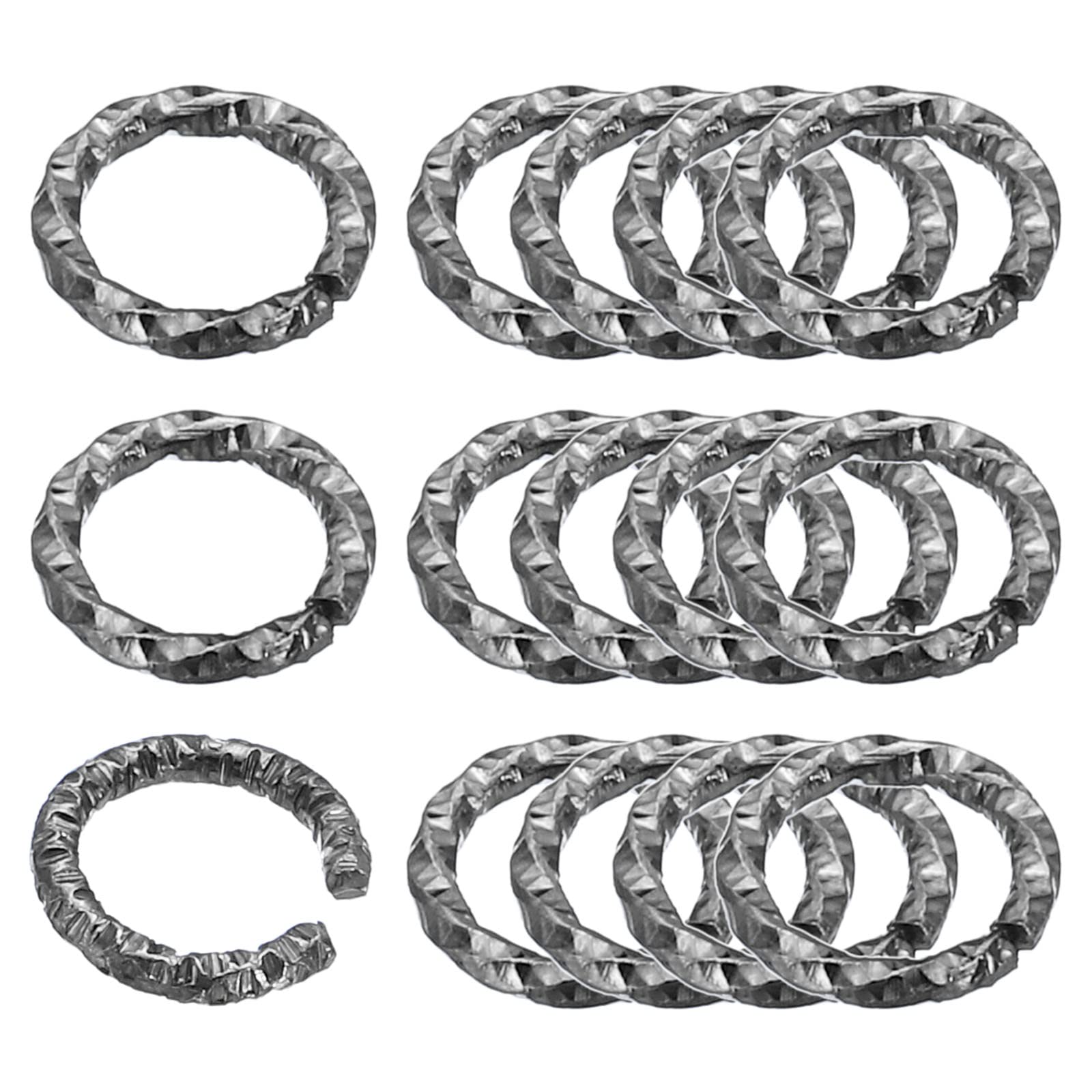 PATIKIL 1.2 x 8mm Wine Glass Charm Ring, 200 Pack Metal Earring Beading Hoop Twisted Open Jump Rings, Black