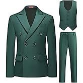 Lamgool Boys Suit 3 Piece Slim Fit Tuxedo Double Breasted Kids Formal Outfit Set with Blazer Vest Pant for Wedding Prom Party
