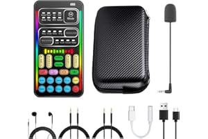 KUNWAVE Real-Time Voice Changer with Sound Card – 8 Voice Effects, Full Accessories Included (Mini Mic, Monitor Earphone, 2 Adapters), Plug & Play, Compatible with PC, PS5, Xbox, Switch, Android & iOS