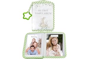ERMO NKES Baby's First Family Album Soft Photo Cloth Book, Memory Album Holds 4x6 Photos for Babies, Newborns, Toddlers & Kids (Rabbit)