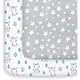 Mini Crib Sheets, 2 Pack Pack and Play Sheets, Stretchy Pack n Play Playard Fitted Sheet, Compatible with Graco Pack n Play, 