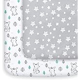 Mini Crib Sheets, 2 Pack Pack and Play Sheets, Stretchy Pack n Play Playard Fitted Sheet, Compatible with Graco Pack n Play, 