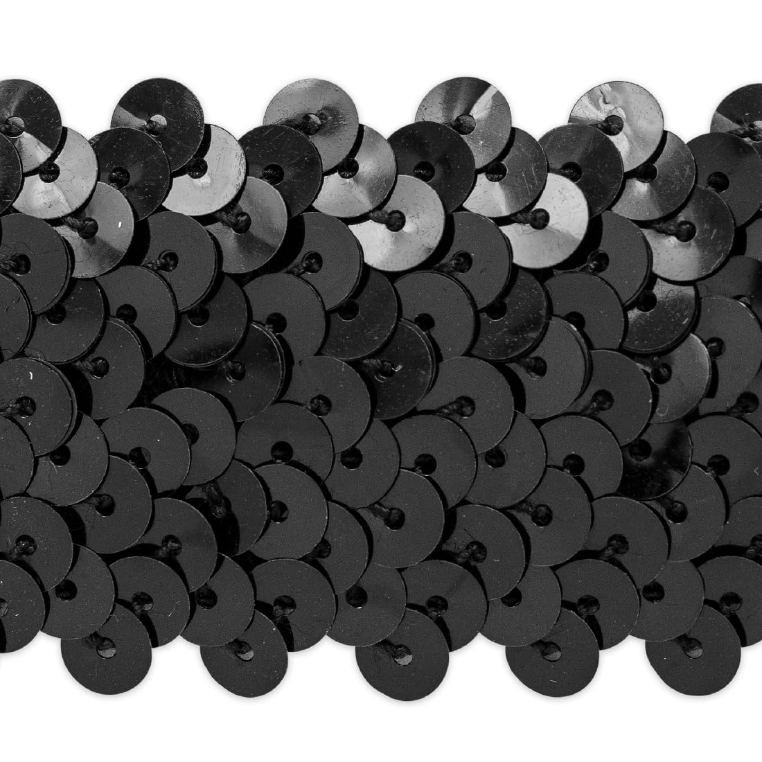 Trims by The Yard 4-Row Metallic Stretch Sequin Trim, 1-1/2-Inch Versatile Sequins for Crafts, Washable Sequins Trim for Sewing, 10-Yard Cut Black