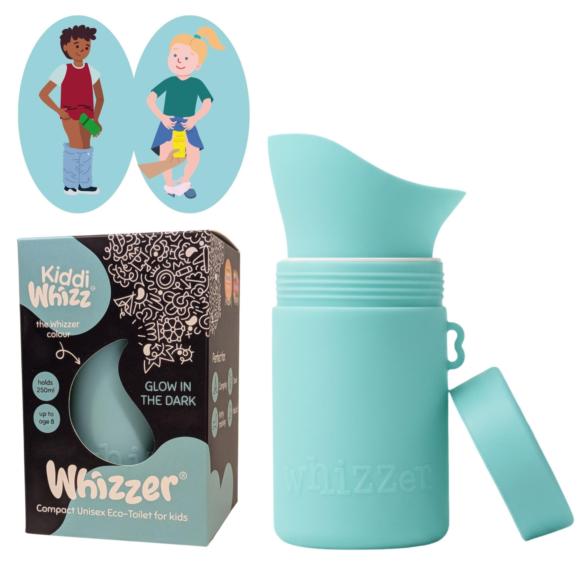 KIDDIWHIZZ Portable Toilet/Travel Potty Holiday Essentials for Kids - Ideal for Potty Training, Camping, Car Journeys & Travel - Unisex Silicone Pee Bottle - Portable & Leakproof - 250ml — image 1