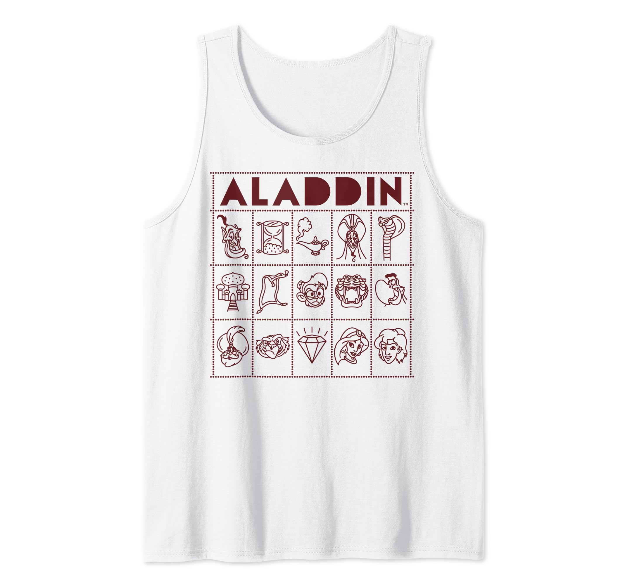 Disney Aladdin Character Bingo Card Tank Top