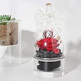 Contid Crystal Small urn with a Glass Angel Statue and an Eternal Rose,Mini urns for Human Ashes Keepsake,for dad mom Memorial Cremation Sharing Small Urn Decoration Beautiful Little urn
