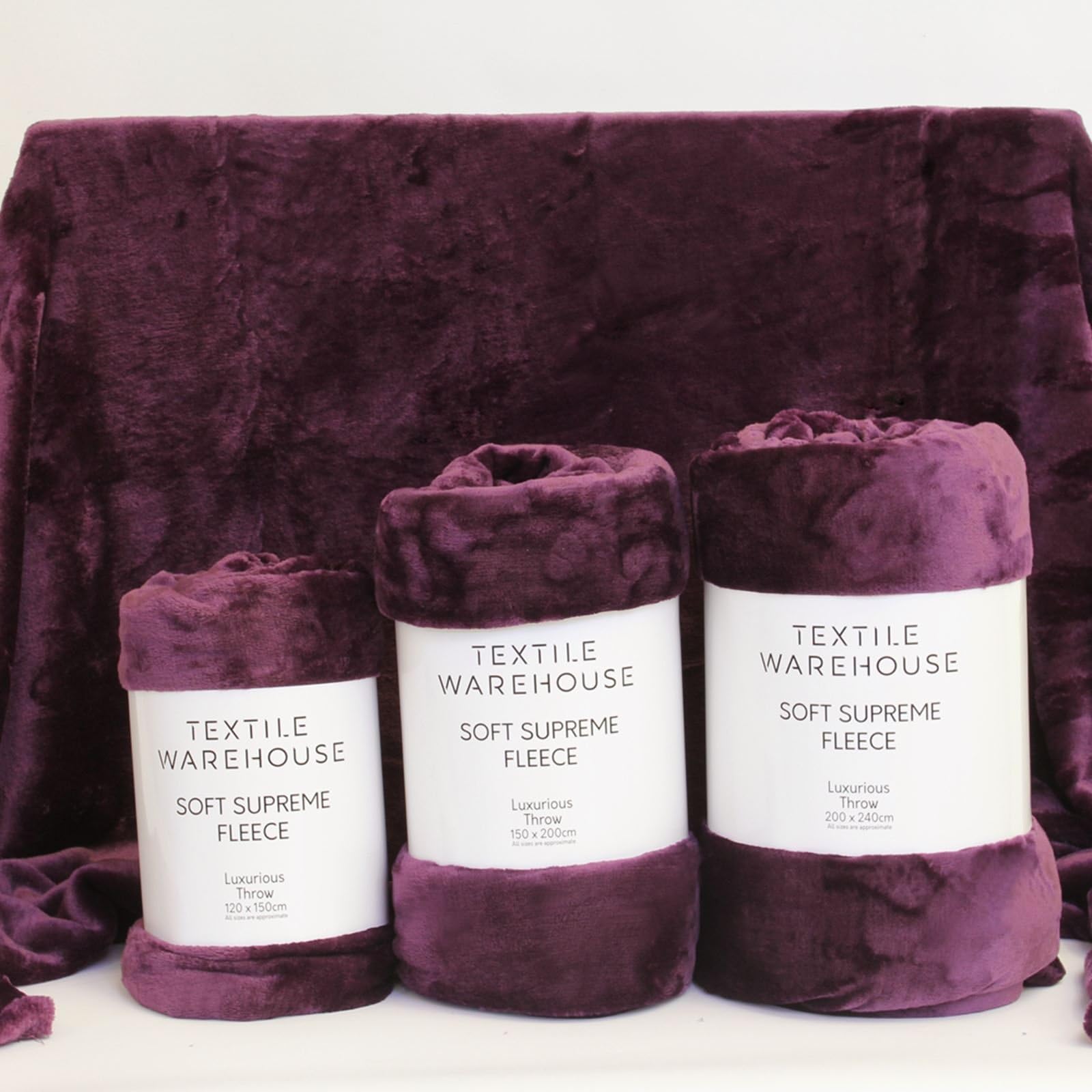 Textile Warehouse 200 x 240 Aubergine Soft Supreme Silky Plush Mink Faux Fur Throw Fleece Blanket