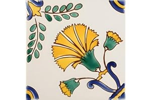 Casablanca Market MT029 Mediterranean Ceramic Cypress Decorative Tile, Green/Yellow