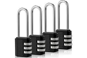 Faburo 4 Pack Combination Luggage Lock, Heavy Duty Small Combination Padlock with 3 Digit Codes, Combination Lock, Resettable Luggage Locks for Backpack, Travel Bag and Luggage(Black)