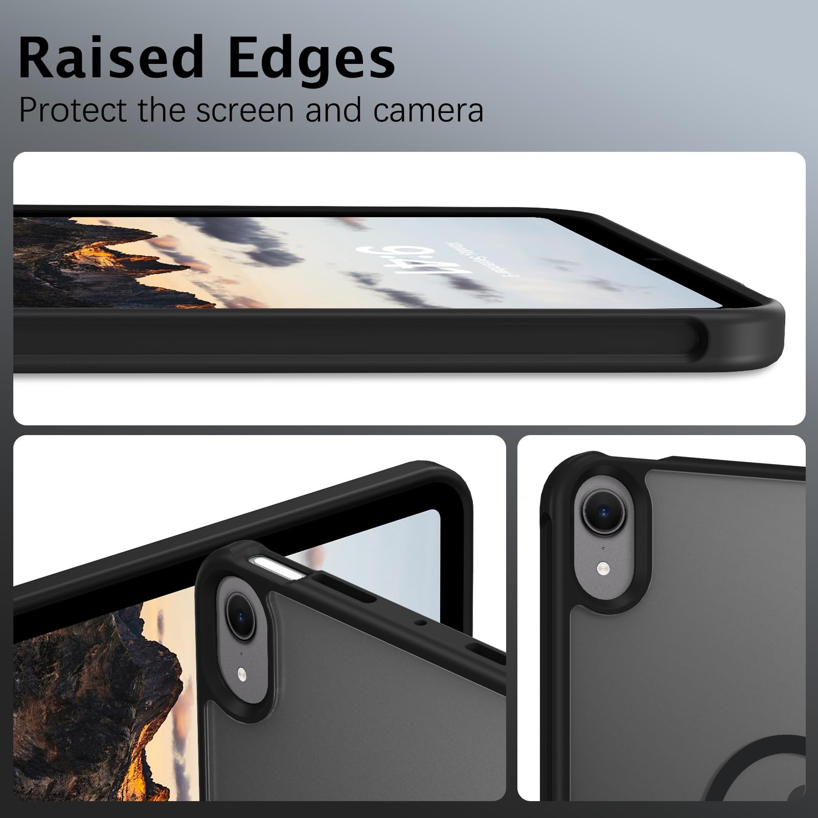 Telaso for iPad mini 7 A17 Pro 2024/iPad Mini 6 2021 8.3 Inch iPad mini 7th/6th Gen Magnetic Case, Translucent Matte Back Soft TPU Bumper Military Grade Protective Case for iPad mini 7/Mini 6, Black