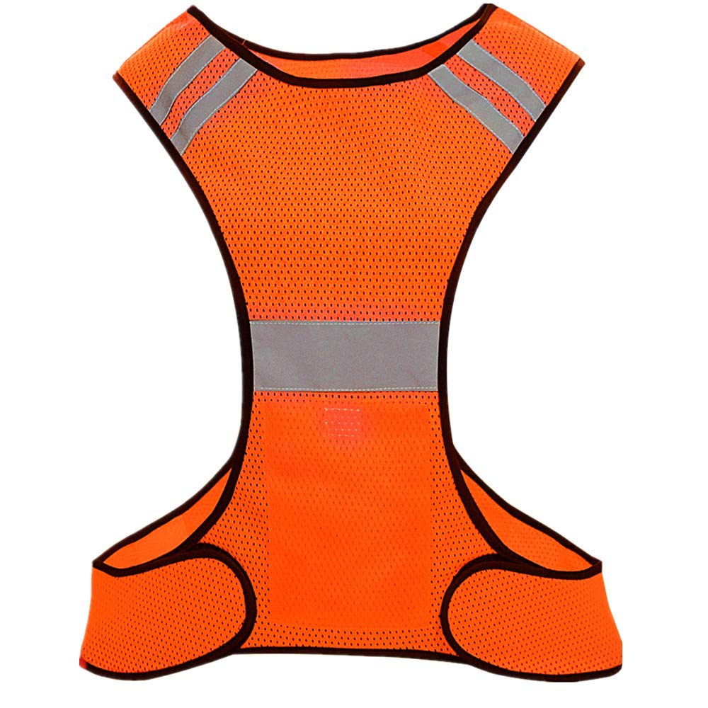 Biqing Hi Vis Vest Reflective Running Vest High Visibility Vest For Running Walking Cycling Jogging (Orange)