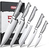 Huusk Chef Knife Set of 5, Japanese Stainless Steel Knife Set Dishwasher Safe, Ultra Sharp Kitchen Knives Sets with Ergonomic Anti-slip Handle, Professional Cooking Knives Sets, Christmas Gifts Ideas