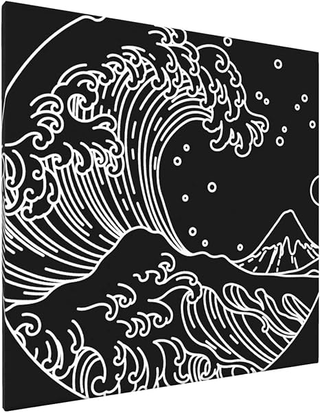 Amazon 東洋アジア波線アート円形イラスト 絵画 フレーム装飾画 キャンバスアート アートパネル 壁画 壁掛け 絵 モダンアート 版画 壁飾り ポスター おしゃれ ウォールステッカー オンライン通販