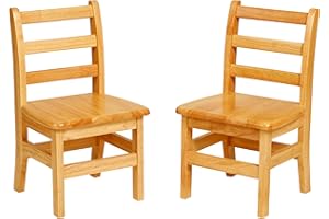 ECR4Kids Three Rung Ladderback Chair, 12in Seat Height, Classroom Seating, Honey, 2-Pack