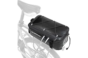 Sunpeak Bike Rear Rack Bag Waterproof Ebike Mountain Bicycle Saddle Bag 7L Cycling Pannier Trunk with Reflector & Adjustable Cord for Commuter Travel Outdoor