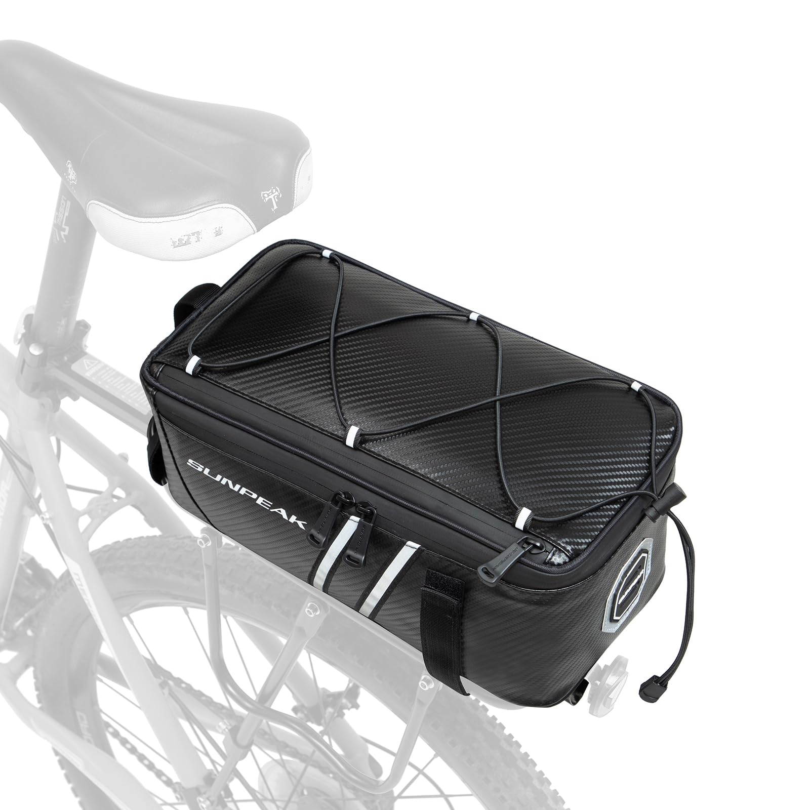 Photo 1 of Sunpeak Bike Rear Rack Bag Waterproof Ebike Mountain Bicycle Saddle Bag 7L Cycling Pannier Trunk with Reflector & Adjustable Cord for Commuter Travel Outdoor