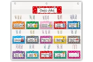 Mewise Class Jobs Pocket Chart for Classroom,Teacher's Helper Classroom Management Pocket Chart…