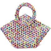 Flada Women Vintage Beaded Handbags Handmade Crystal Pearl Tote Bags
