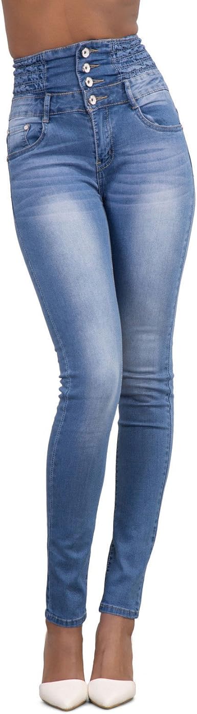 Women S High Waist Straight Leg Skinny Pants Chic Slim Fit Pencil Jeans Ladies Comfy Stretchy Denim Trousers Light Blue Amazon Co Uk Clothing