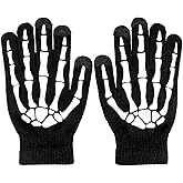 XUECHEN Skeleton Gloves,Glow in the Dark Touch Screen Thickened Full/Half Finger for Costume Cosplay Accessories