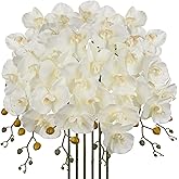 DILATATA 6PCS 32" Artificial Orchid Stems White Butterfly Orchid Faux Phalaenopsis Flowers for Home Wedding Centerpieces Office Table Decorations Real Touch Silk Orchids for DIY Floral Arrangements